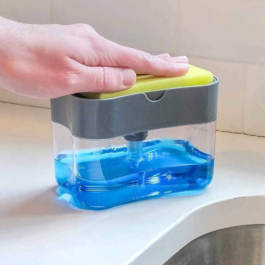 Kotak Sabun Cuci Piring + FREE SPONGE - Wadah Sabun Dapur - Pompa Sabun Cuci Piring - Botol Sabun Cu