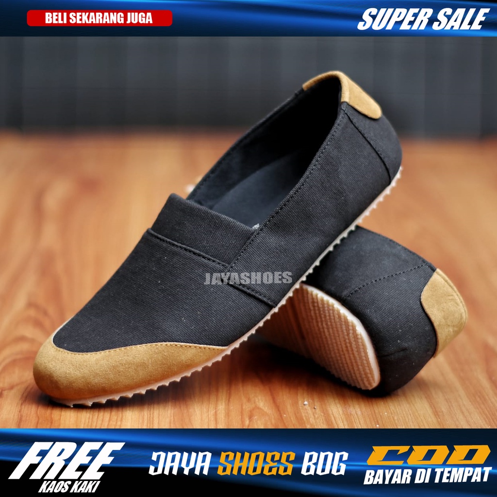 KANTE Sepatu Slop Pria Original Slip On Pria Casual Bahan Kanvas Simple Murah