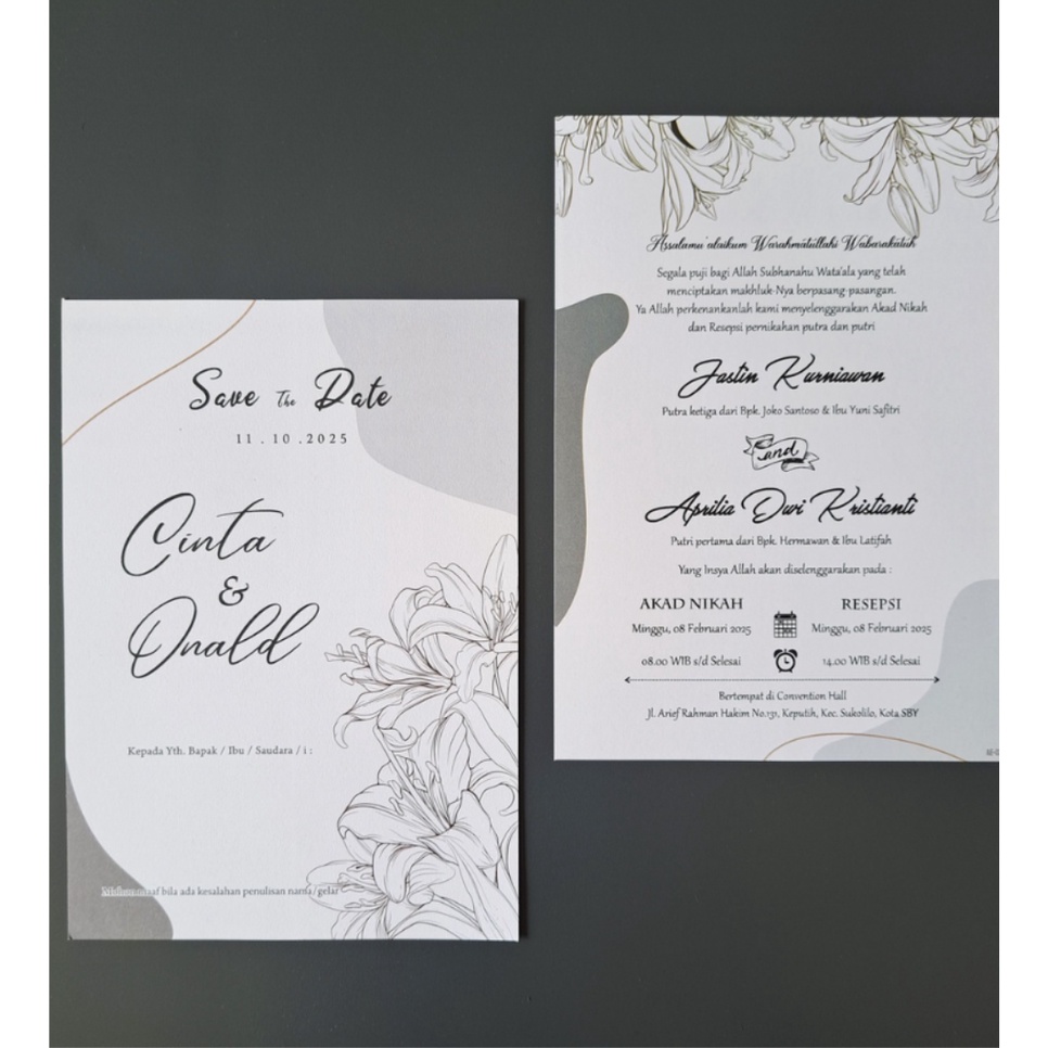 Jual Undangan Pernikahan Aesthetic / Undangan Single Page / Undangan