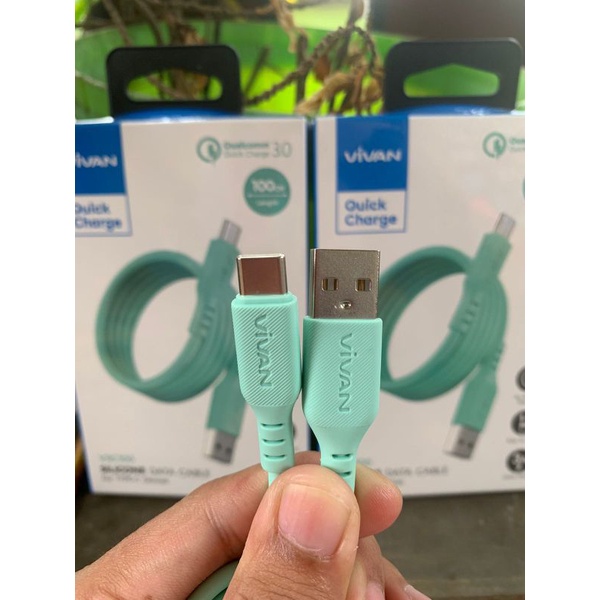 New⚡ Kabel data [VIVAN VSC100] Quick Charge Silicone TYPE-C