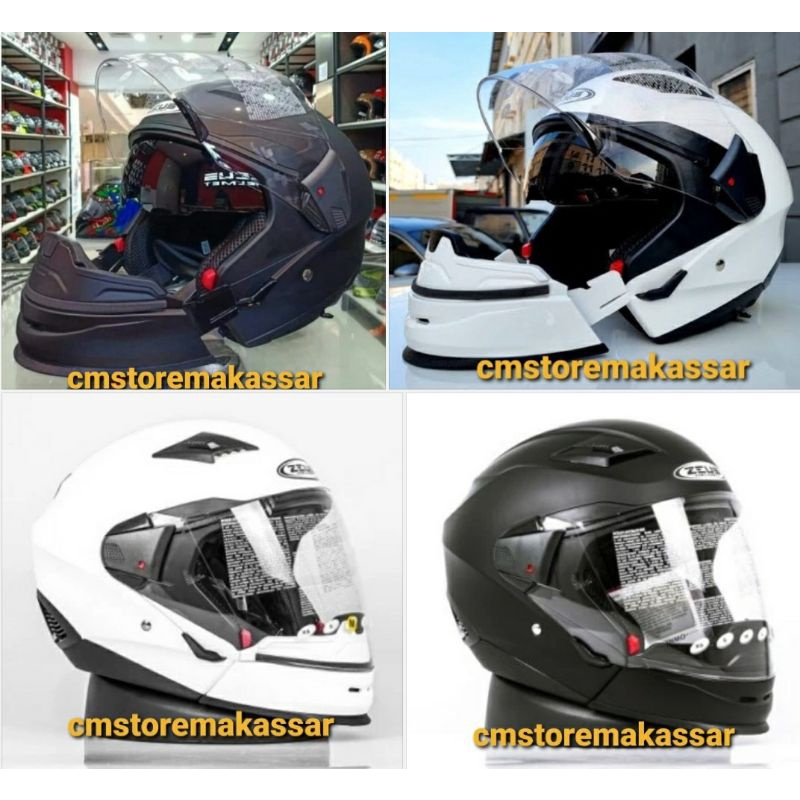 Helm Zeus 611C Modular Solid 2 In 1 Full Face and Half Face Helmet SNI DOT