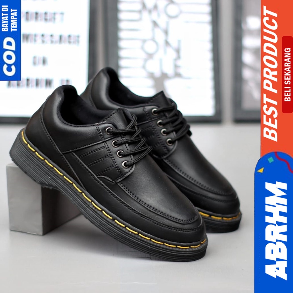 Sepatu Pantofel Formal Docmart Low Boots Kerja Pria Abrhm Gomu