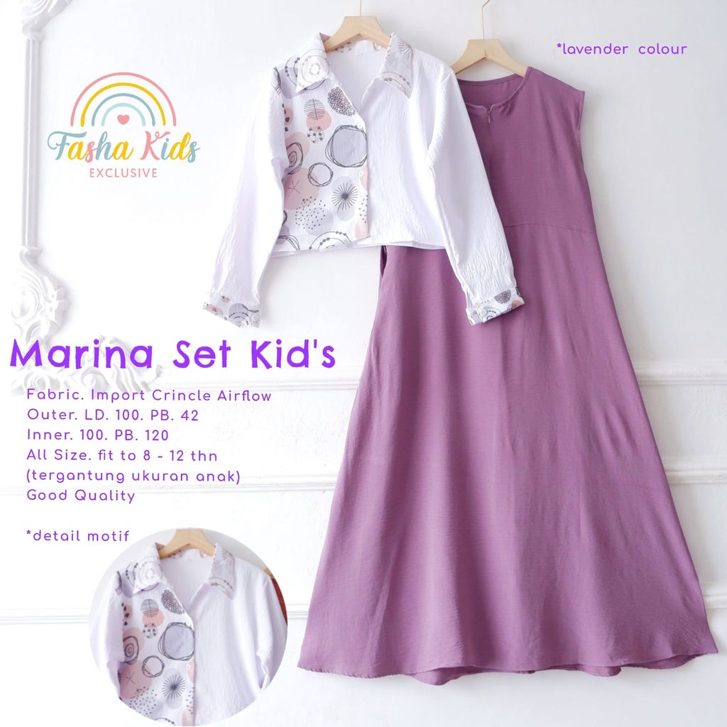 MARINA SET KIDS ORIGINAL BY FASHA SETELAN BAJU ANAK PEREMPUAN GAMIS DAN BLAZER GAMIS ANAK PEREMPUAN 