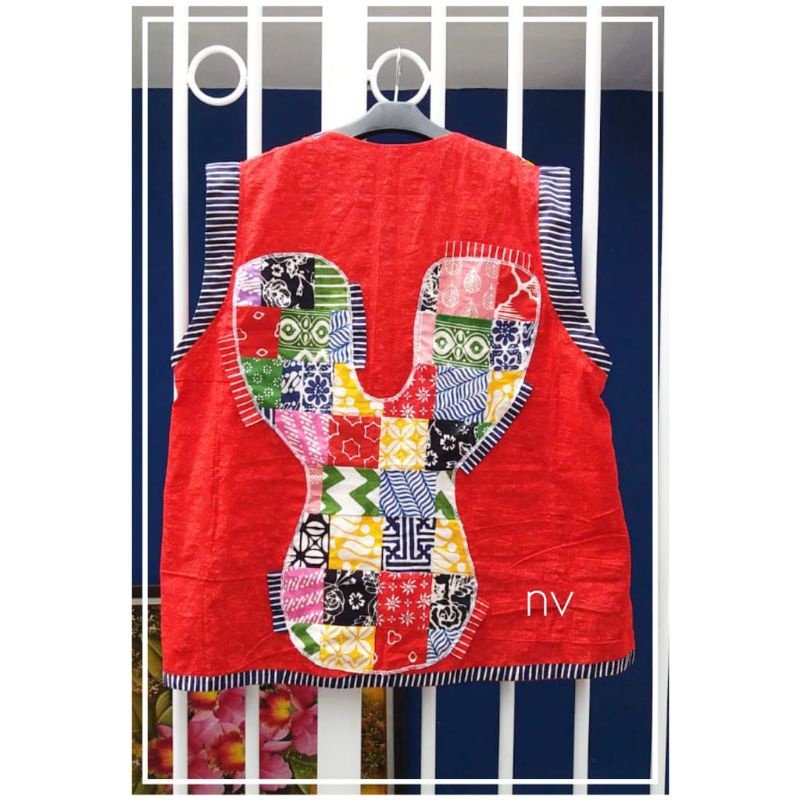 outer patchwork batik solo vest tanpa lengan bisa custom  huruff