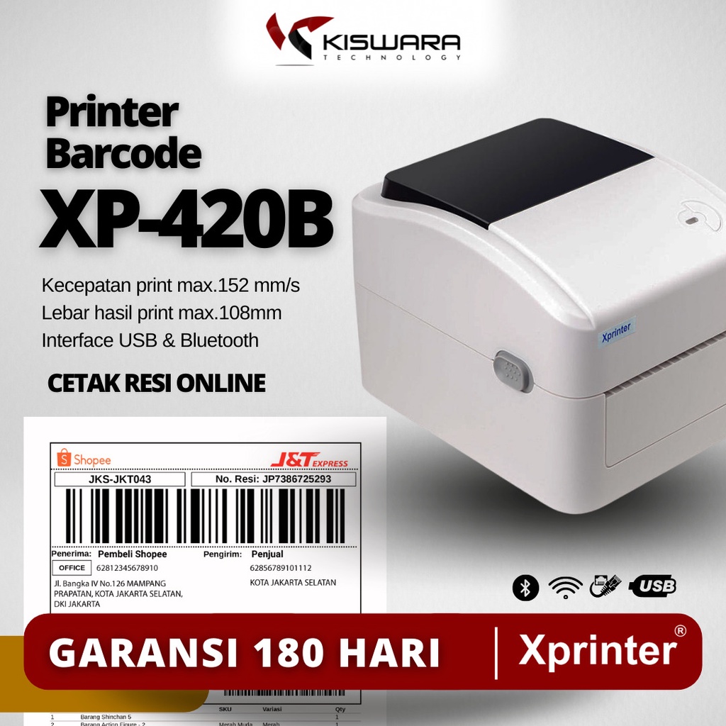 PRINTER BARCODE THERMAL LABEL EPPOS XP-420B 110MM -A6 KONEKSI USB / USB - BLUETOOTH / USB - WIFI