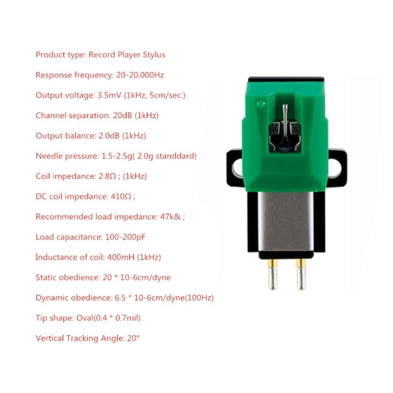 Stylus Pengganti BT Untuk Cartridge AT95E Green 20-20.000hz Frekuensi Respon