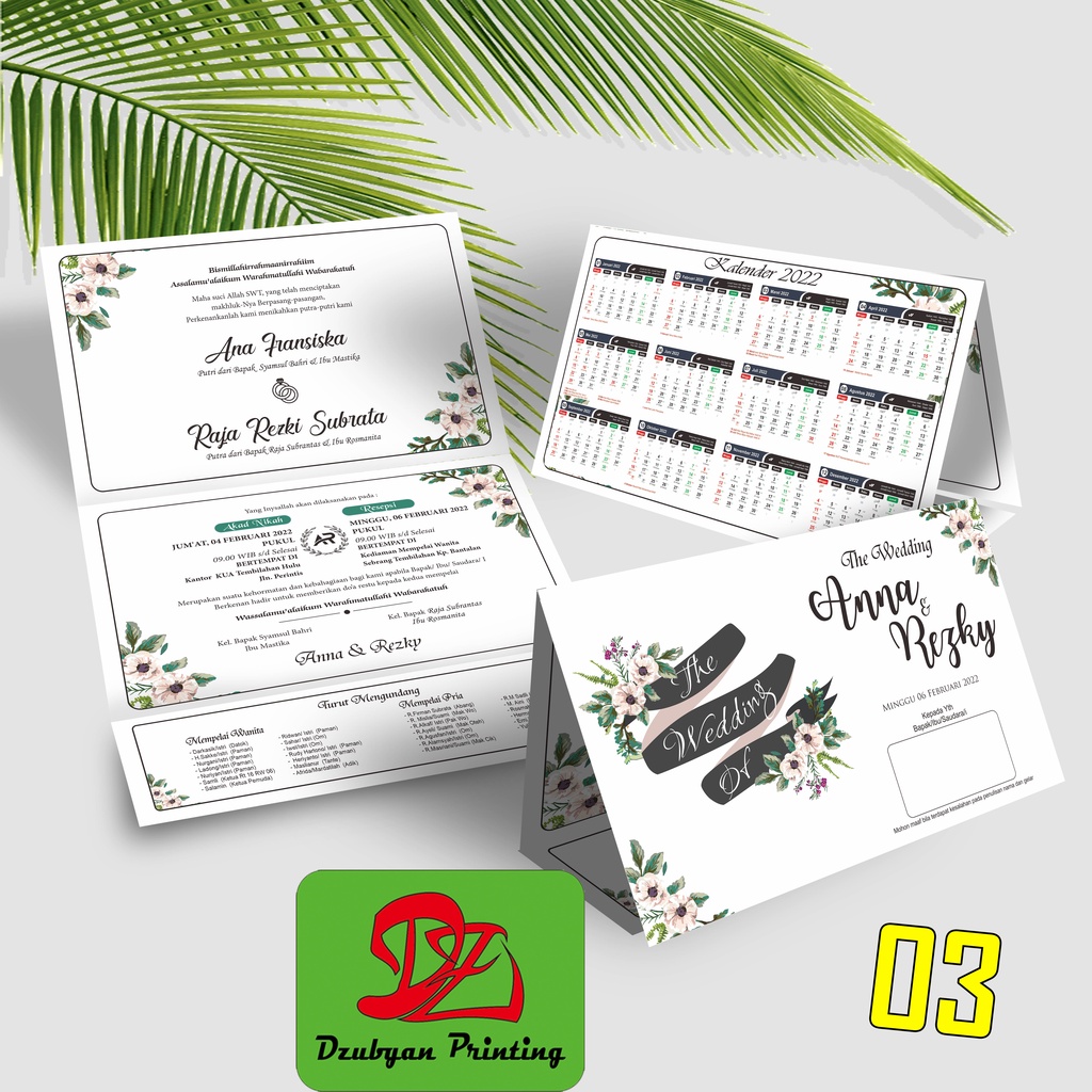 UNDANGAN PERNIKAHAN LIPAT 3 TEMA KALENDER 2025  tanpa minimal order*,  bonus plastik OPP & peta  , Murah, Proses Cepat, Tebal,-03
