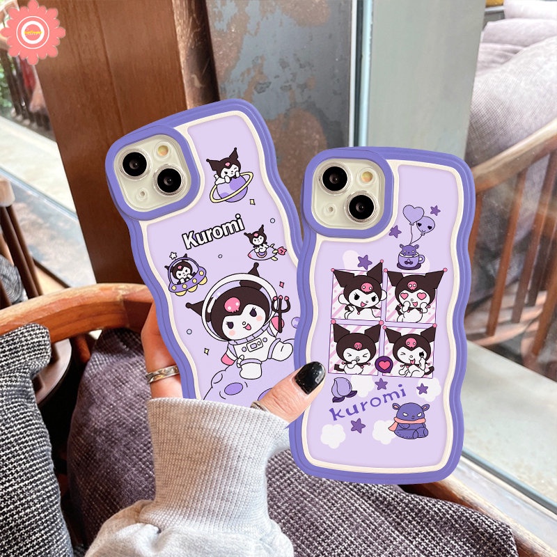 Case Realme C53 C55 10 C12 C35 C25 C30 C11 C33 C25s C15 C21Y C11 2021 9 8i 9 Pro+C25Y C3 7i 5i 6i 8 8Pro 9i 57 C1 C20 Kartun Lucu Astronot Ruang Kuromi Wavy Edge Soft Sarung