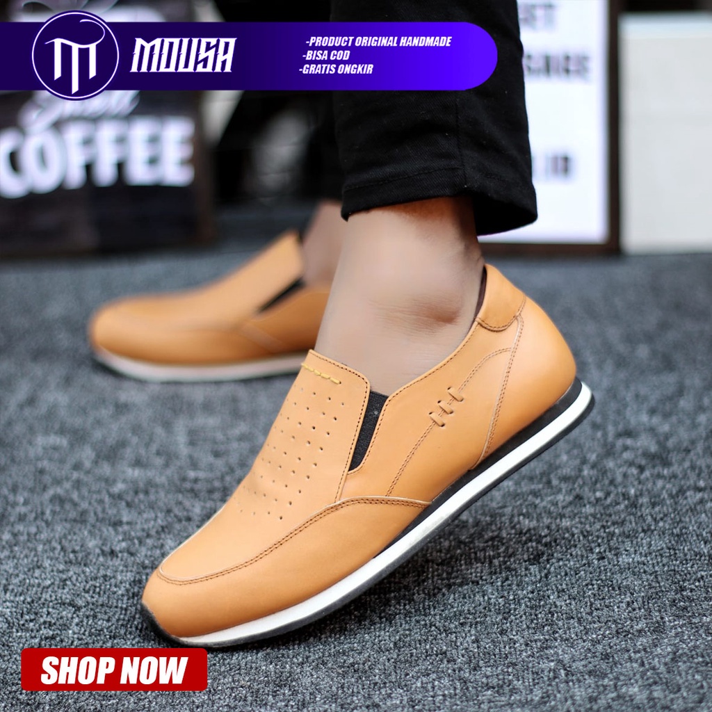 Sepatu Sneakers Pria Casual Kulit Asli Mousa Broli