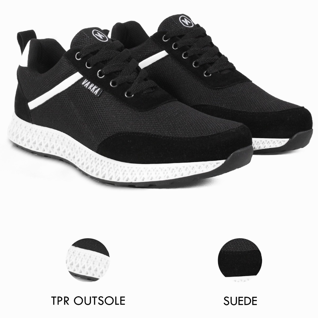 Sepatu Sneakers Pria V 50514 Brand Varka Sepatu Casual Kuliah Kerja Hangout Trendi Berkualitas - Hitam