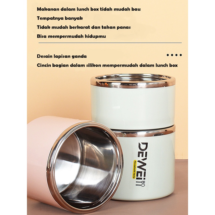 Tempat Makan Kotak Makan Stainless Steel 304 Tahan Suhu Tempat Makan Lunch Box Anti Karat