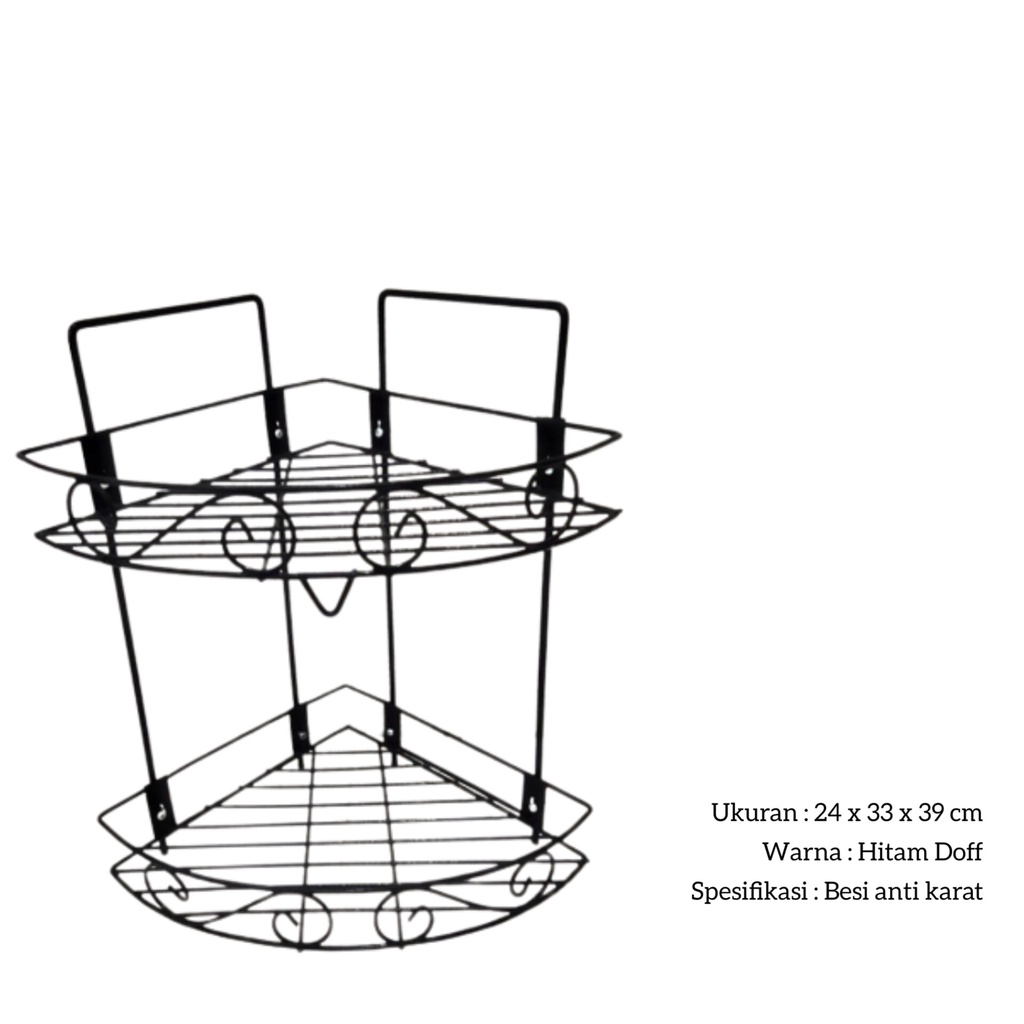Rak Sudut Besi Susun 2 Rak Kamar Mandi Gantung