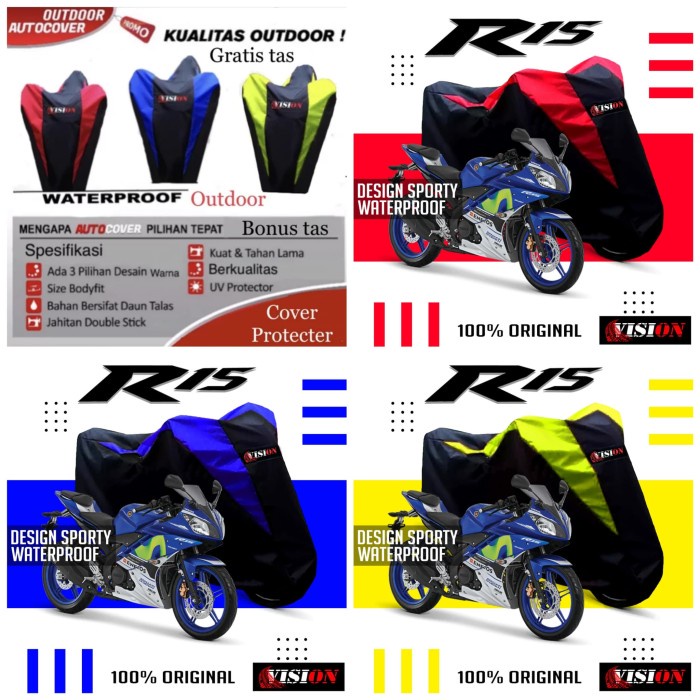 COVER MOTOR YAMAHA R150 SARUNG PENUTUP BODY MOTOR WATERPROOF VISION