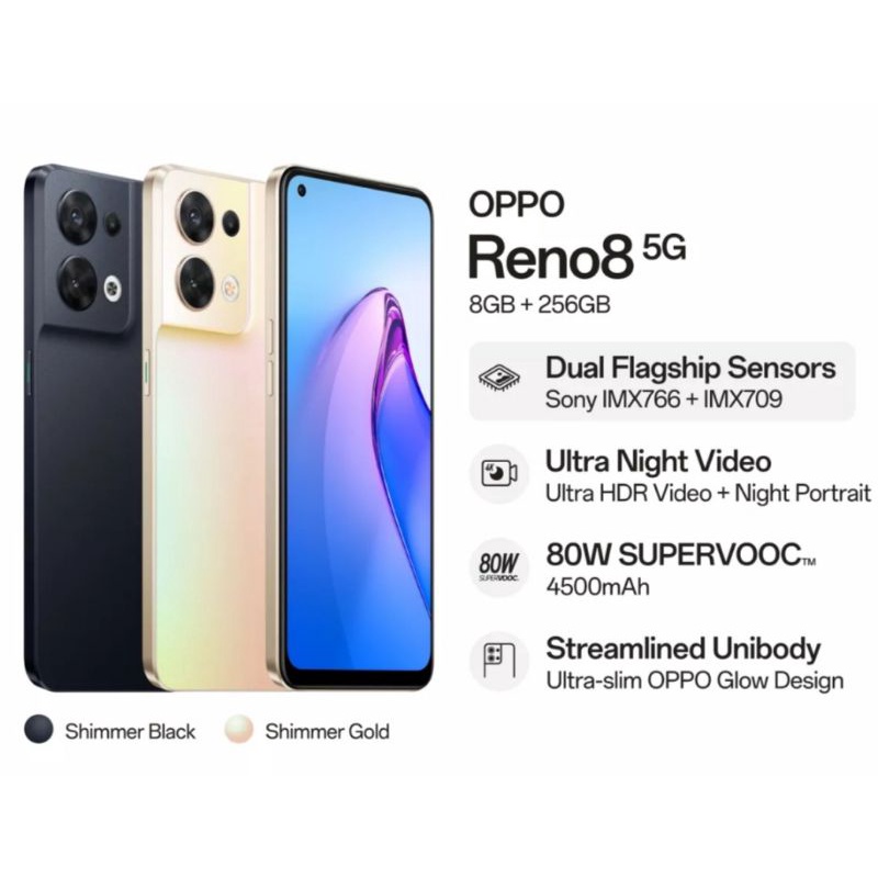 Jual OPPO RENO8 5G 8GB/256GB | Dual Sony Flagship Sensor | Battery ...