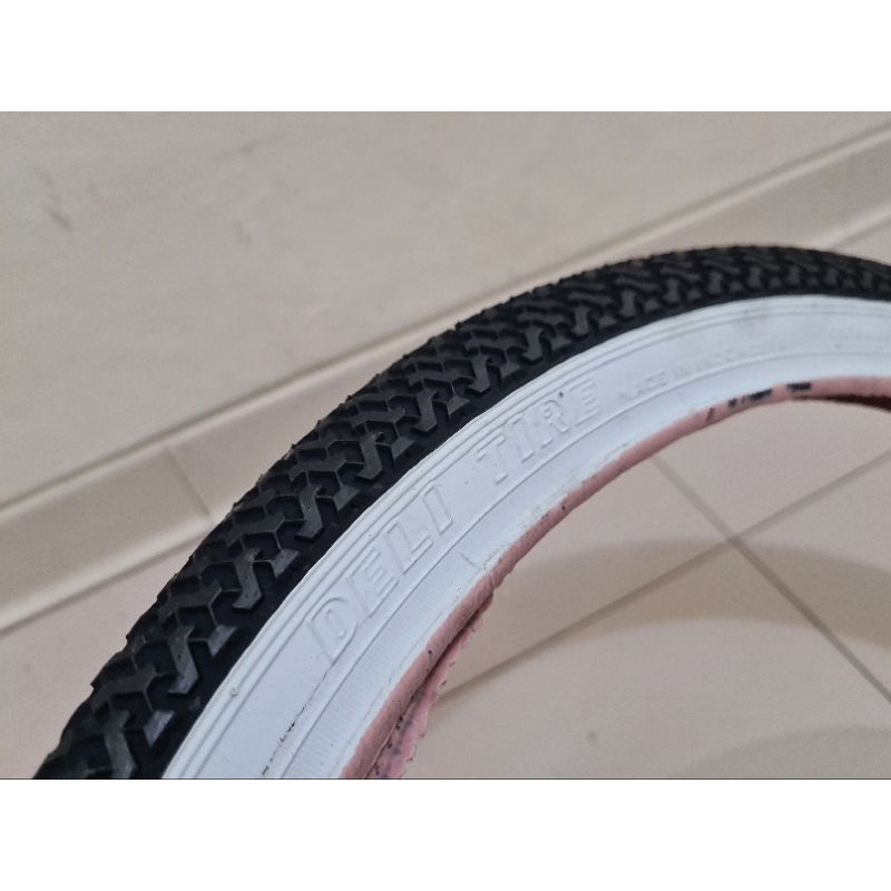 BAN LUAR SWALLOW DELI TIRE BMX 20 INCH MINI SEPEDA LIPAT UKURAN SIZE 20 X 1.75 HITAM PUTIH white