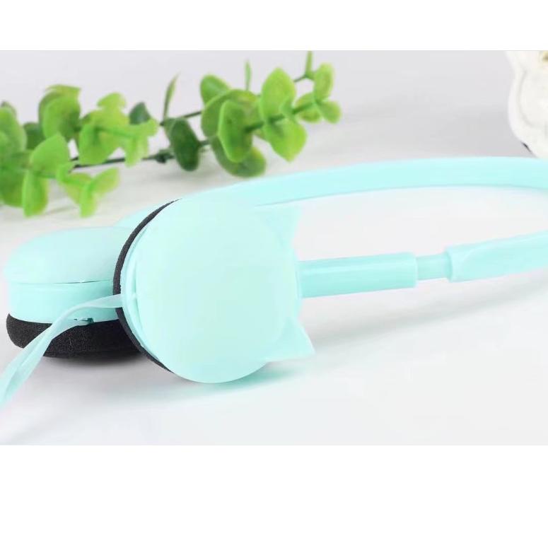 Paling Dicari [KN-430] Headphone Headset Bentuk Kepala Kucing Polos / Earphone Overhead Motif Kucing
