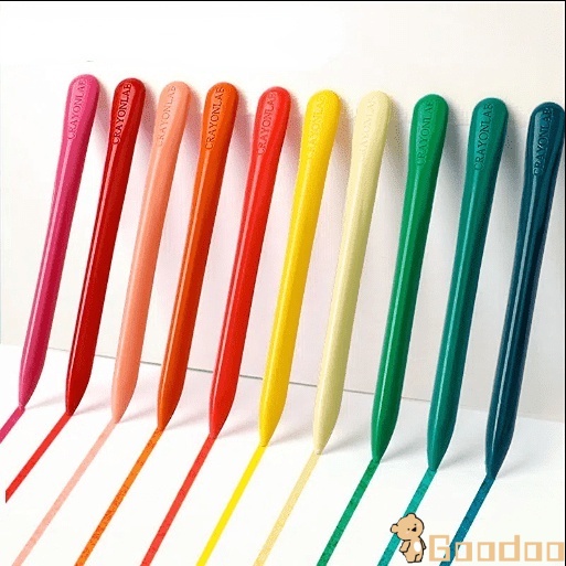 Krayon Plastic Sekolah 6/12/24 Warna/Crayon Oil Pastel /Crayon Plastik/Cerah Bentuk segitiga ergonomis tidak beracun bisa dicuci -DOO