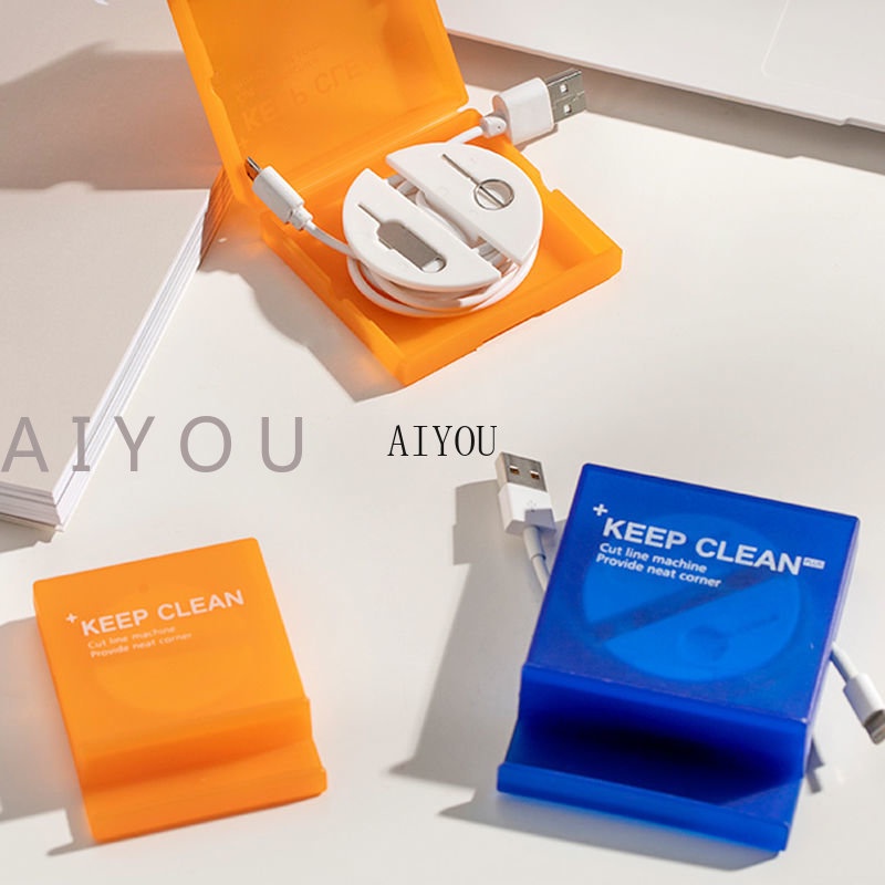 Rotatable Earphone Winder Kabel Charger Kawat Kotak Penyimpanan USB Cord Organizer Adjustsble Cables Winder Kotak Kabel Polipropilena Dengan Stand Square