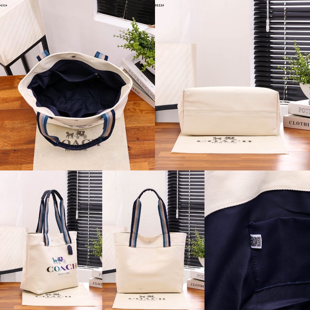 Coa Denim Canvas Tote Bag's Silver Hardware R69632