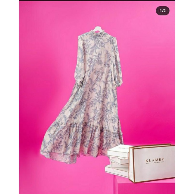 Ruby Dress Classic Blue Wearing Klamby