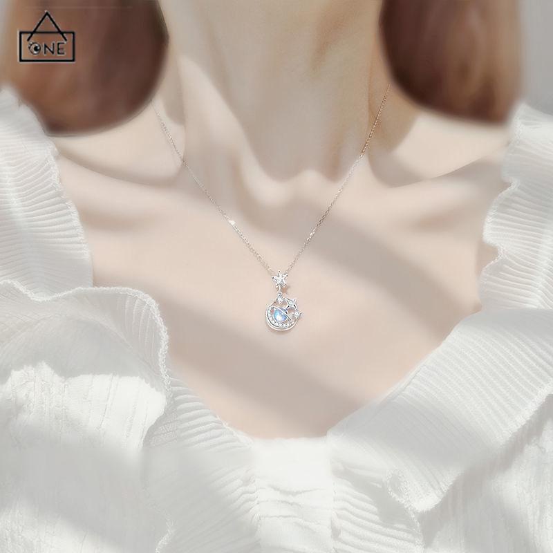 COD❤️Kalung Rantai Selangka Perak Gaya Korea Liontin Zircon Untuk Perhiasan Wanita-A.one