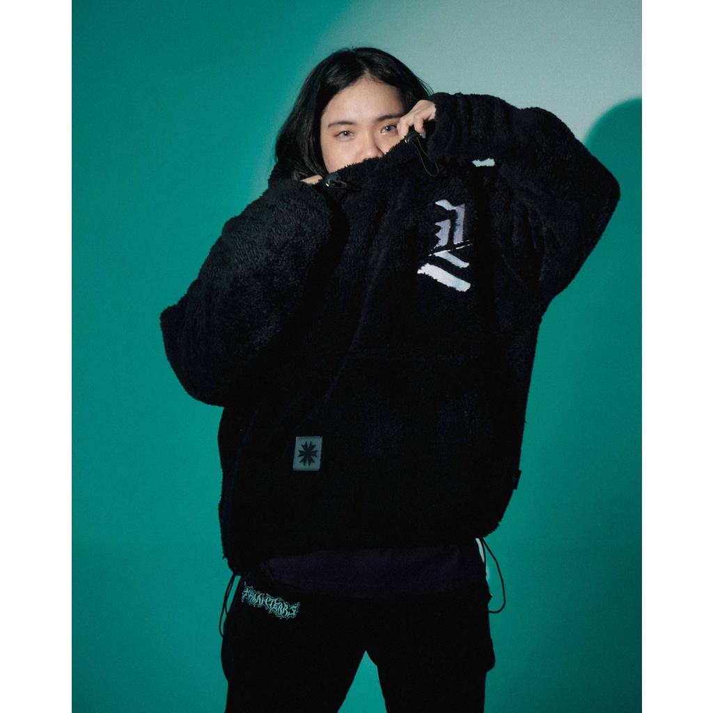 SHERPA HOODIE OVERSIZE | HUMAN TEARS | BLACK | YIKESALLDAY