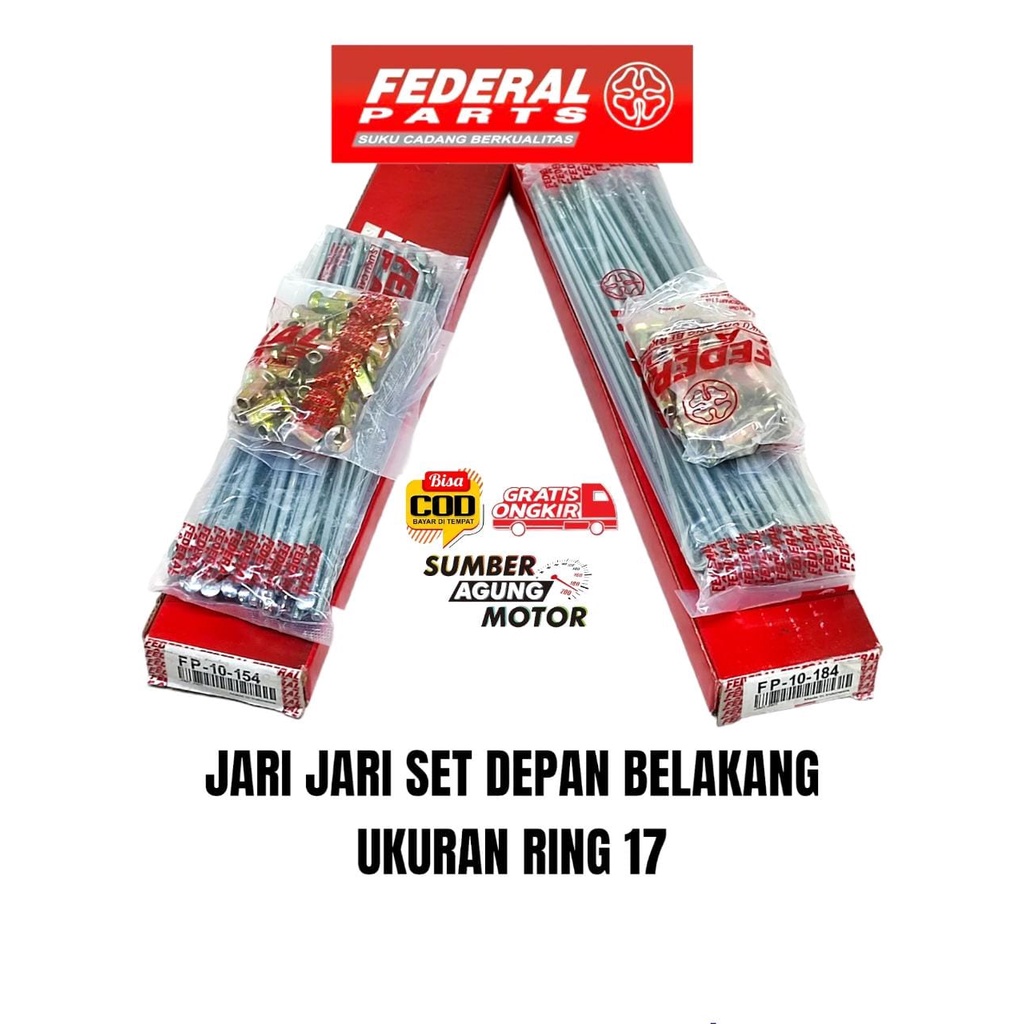 JARI JARI RUJI SET DEPAN BELAKANG HONDA MEGAPRO GL PRO UKURAN RING 17 FEDERAL