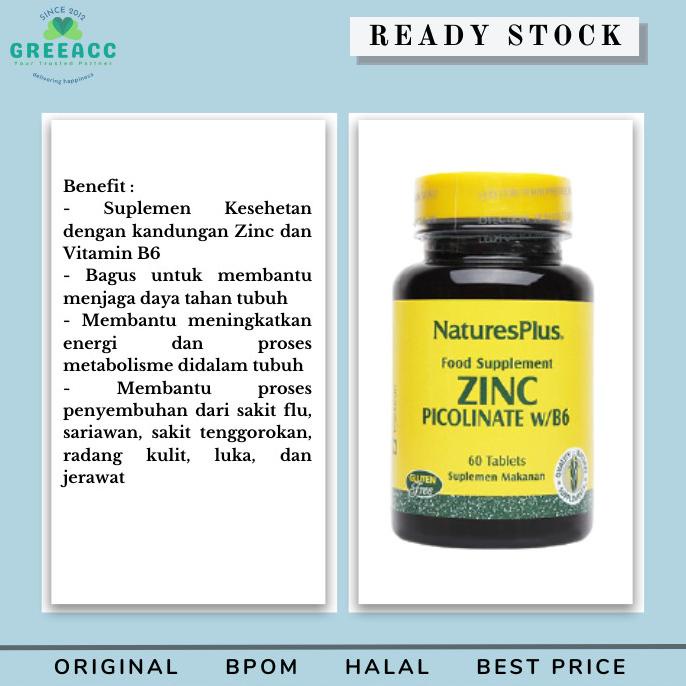 Nature's Plus Zinc Picolinate w/B6 w/B-6 Natures 60 tablets