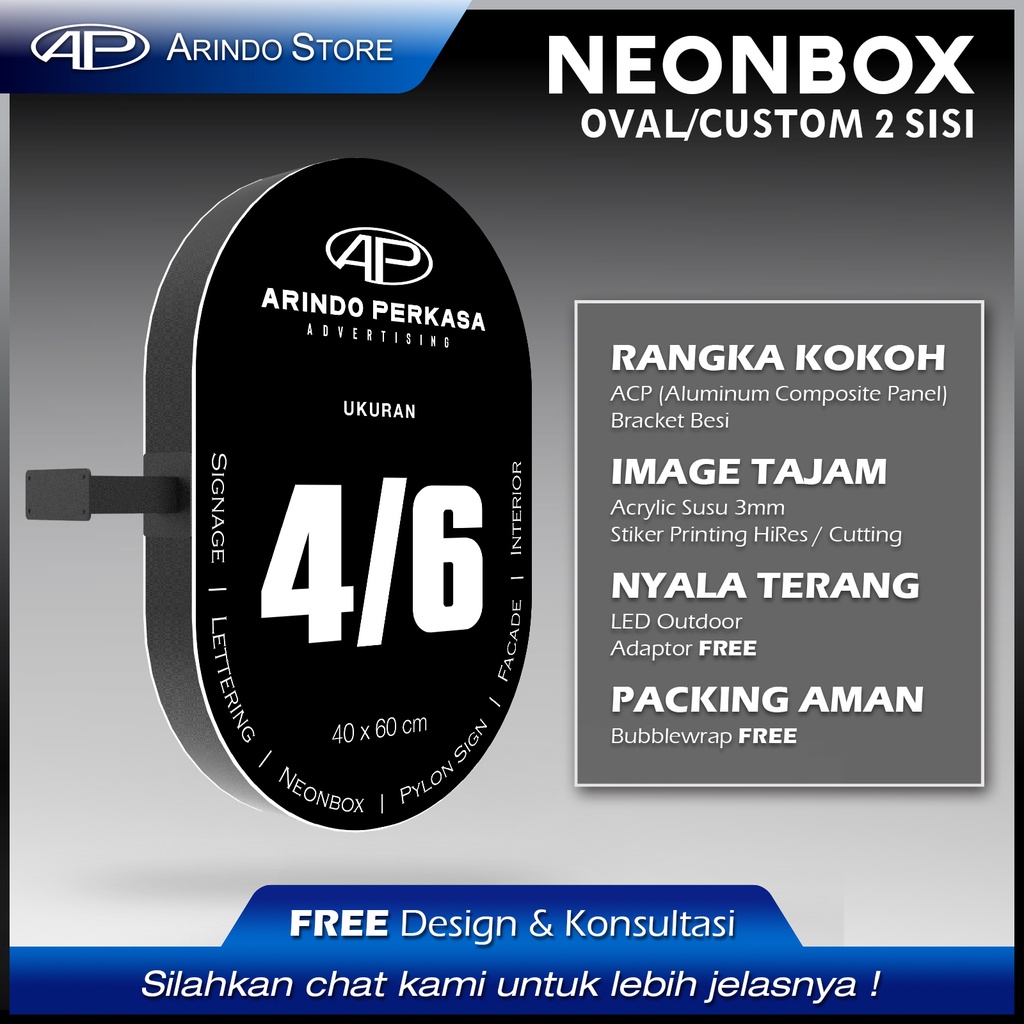 Neon Box Oval / Custom 2 sisi