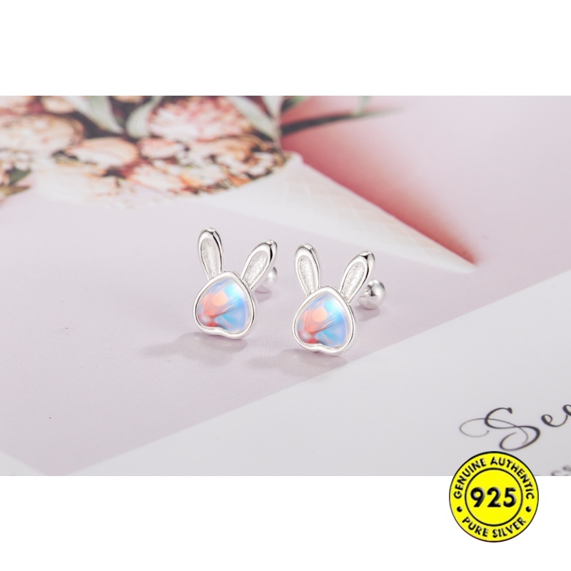 Anting Telinga Kelinci Moonstone Bentuk Hati Cute Screw Ear Lock Anti Hilang U1446