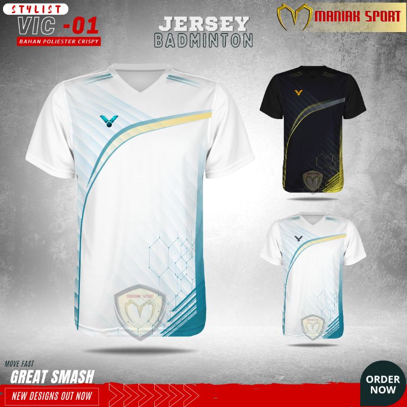 KAOS BADMINTON BAJU BULUTANGKIS STYLIST JERSEY BADMINTON PRINTING PREMIUM