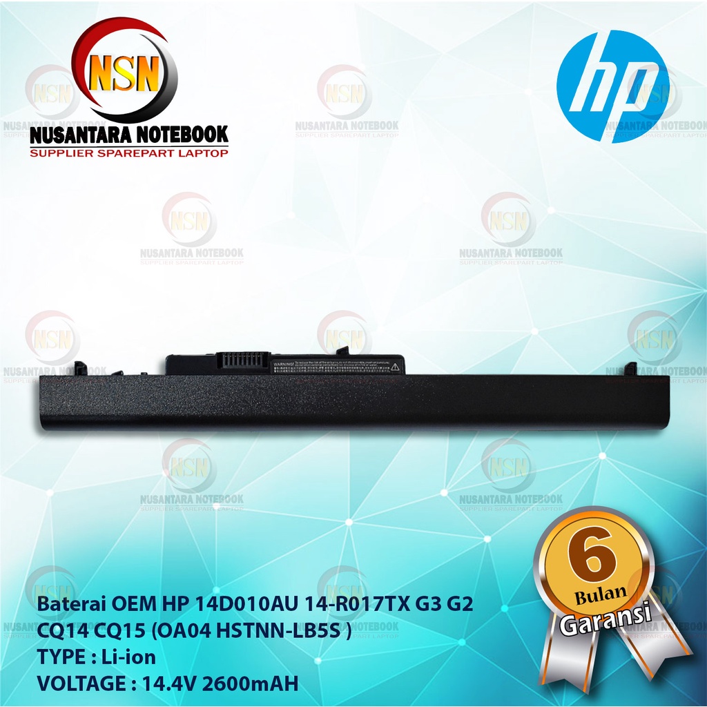 Baterai HP OEM LB5S OA04 HSTNN-LB15 14-D010AU 14-R017TX Laptop Pavilion 14 14.4V 2600mAh