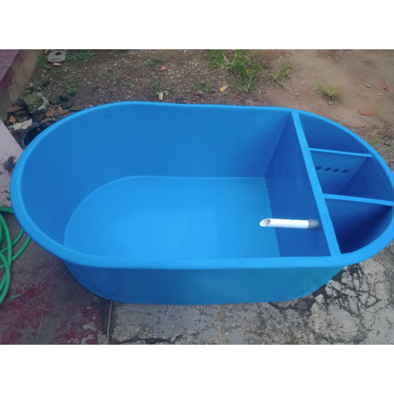 kolam/bak karantina ikan koi model oval..size 150*85*50+filter