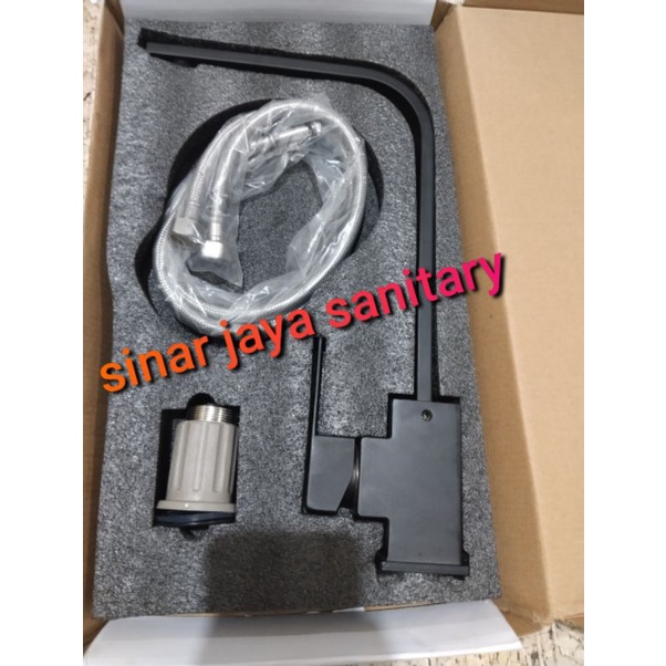 Kran kitchen sink hitam panas dingin / Kran pipa kotak hitam pamas dingin / Kran sink black panas dingin stainless 304