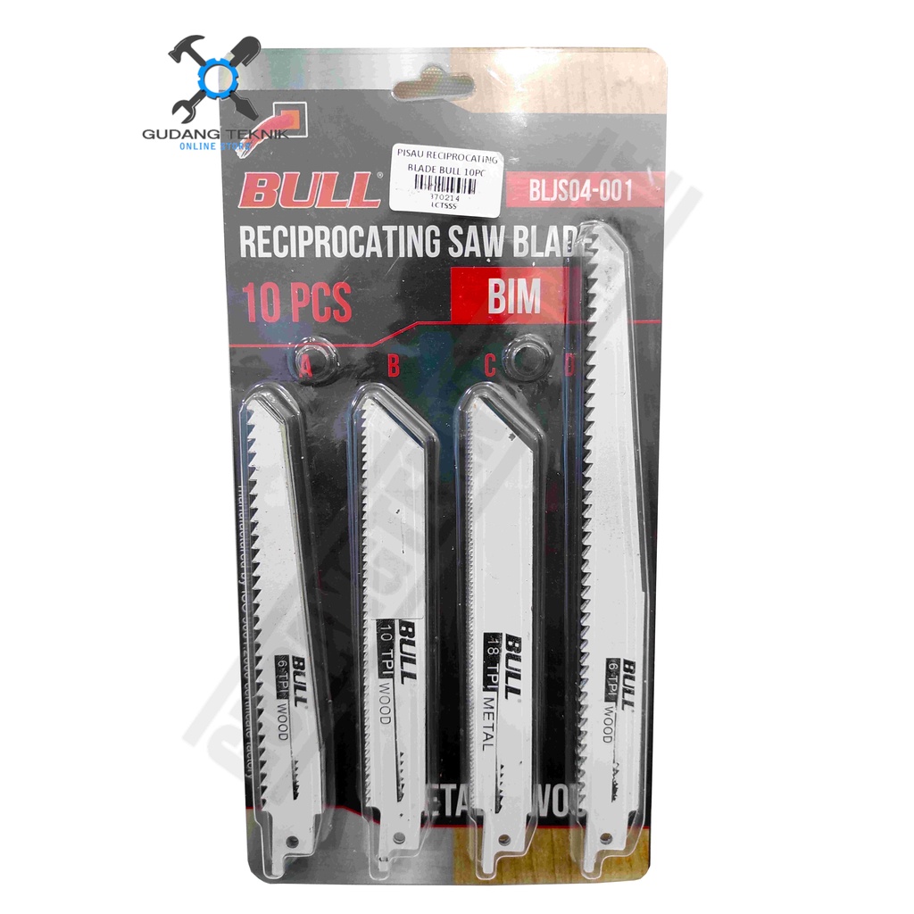 Mata Pisau Gergaji Kayu Besi 1 SET 10pcs BULL BLJS04-001 / Mata Blade Reciprocating Set 10 Pcs Recipro Saw BULL