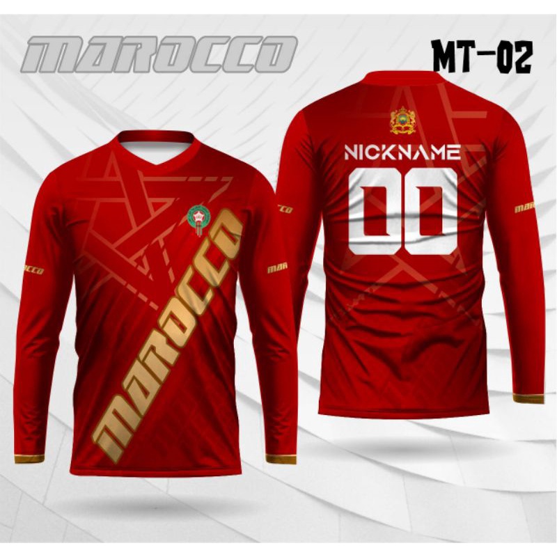 Jersey kaos timnas Maroko dewasa lengan panjang