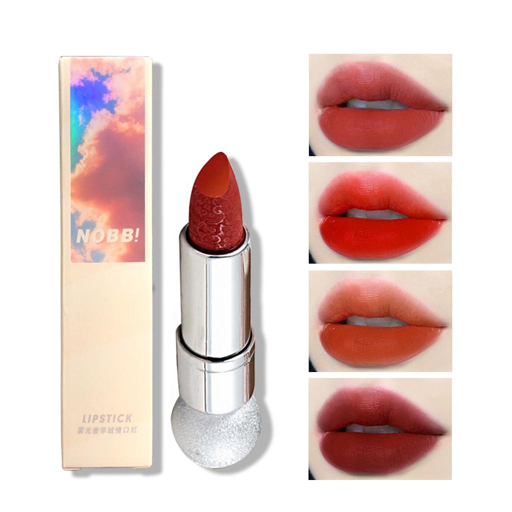 [BPOM][100%ORI&amp;READY]NOBB！Luxury Velvet Lip Cream Carved Pattern Matte Lasting Moisturizing Lipstick N2301