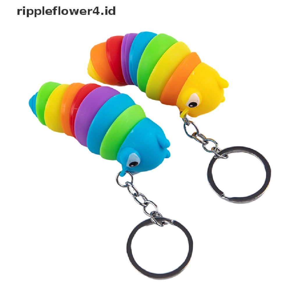 {rippleflower4.id} Mainan Pereda Stres Rantai Kunci Caterpillar Bergerak Mata Besar Lucu Mainan Deion Caterpillar Liontin Anti-Kecemasan Meja Kantor Mainan Hewan Peliharaan~