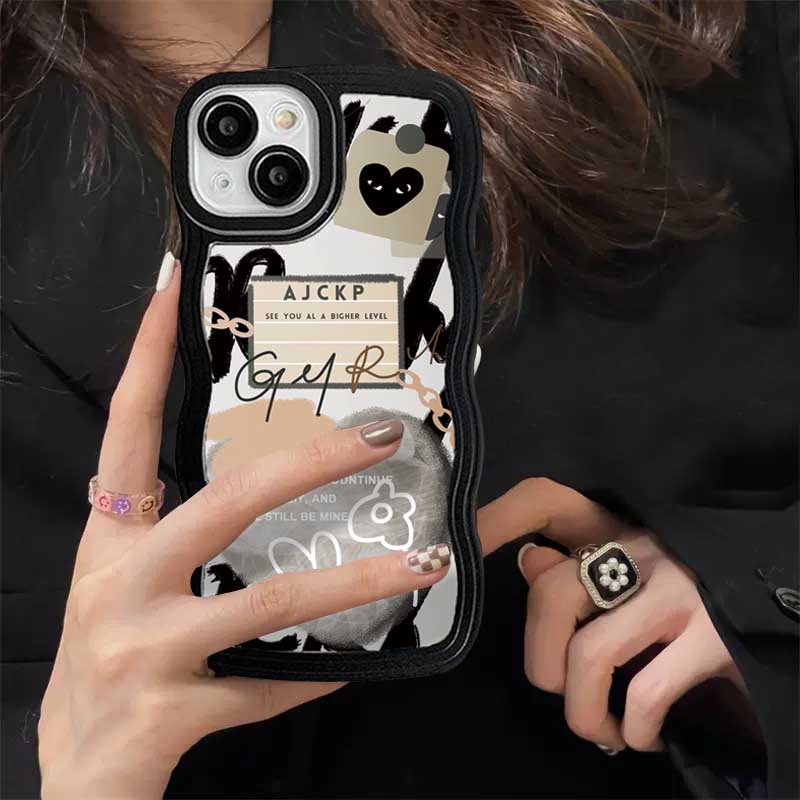 New Case Realme 10 C33 C30 C31 C35 C21Y C25Y Realme C11 C25 C17 C15 C12 C3 C2 Realme 7i 5 5i 6i 7 Pro Doodle Hati Tepi Gelombang TPU Phone Case Cover DQ