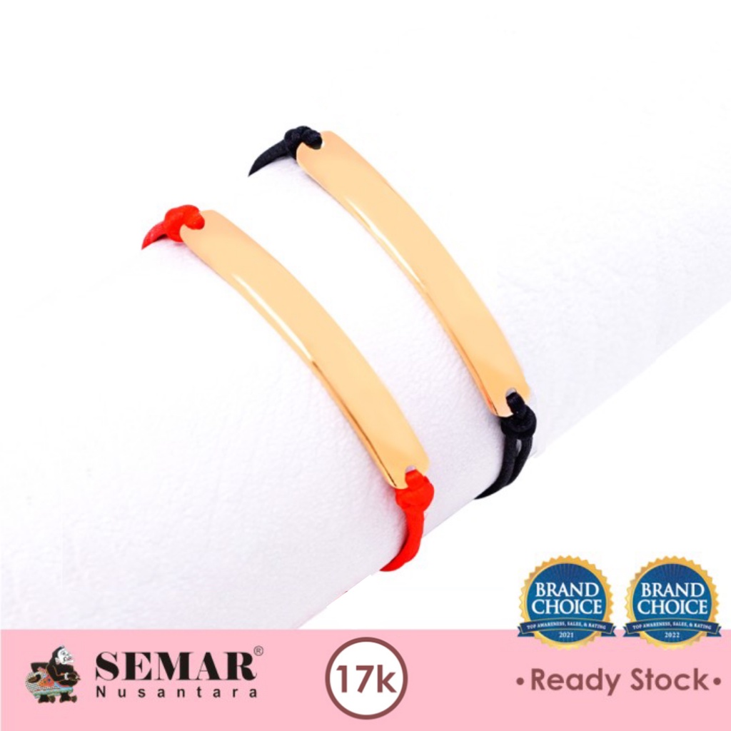 Gelang Emas Tali Plat Polos Engrave Gold 17K Semar Nusantara