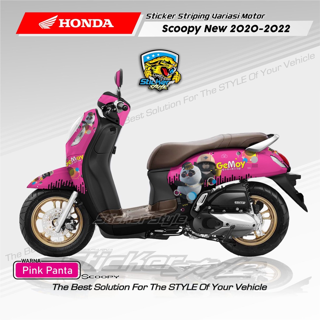 DECAL FULL BODY STIKER STRIPING VARIASI MOTOR SCOOPY NEW FI 2020/2022 KARAKTER KARAKTER MOTIF PANDA 