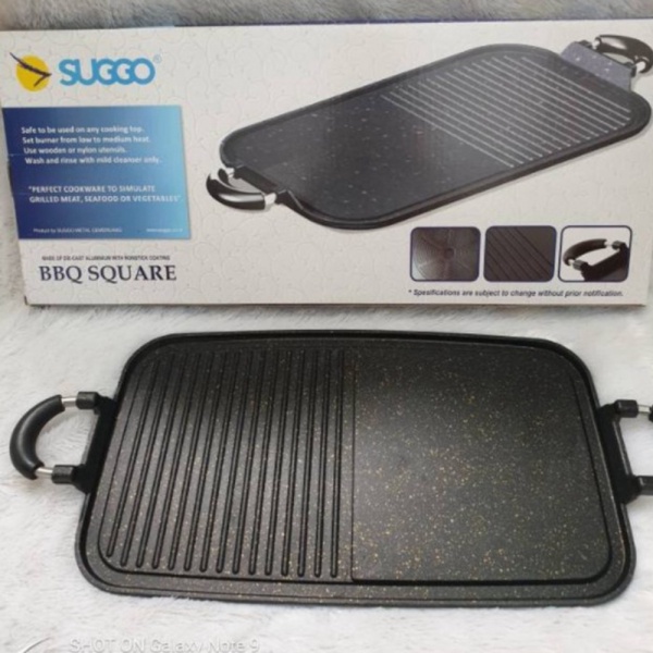 Promo griil pan bbq marble alat panggang anti lengket teflon alat bbq Murah