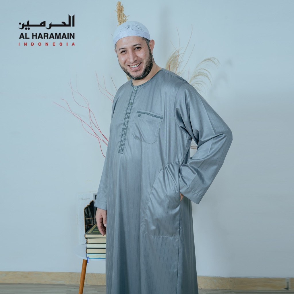 AL Haramain Jubah / Gamis Pria Dewasa Premium Bordir (13B) | Coklat Tua | Coklat Gold | Hijau Botol 