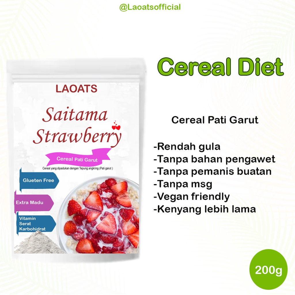 

Sereal Diet Pelangsing Penurun Berat Badan Rolled Oat Almond Milk Chia Seed Oatmeal Rendah Gula Pati Garut Saitama Strawberry Laoats (200g)