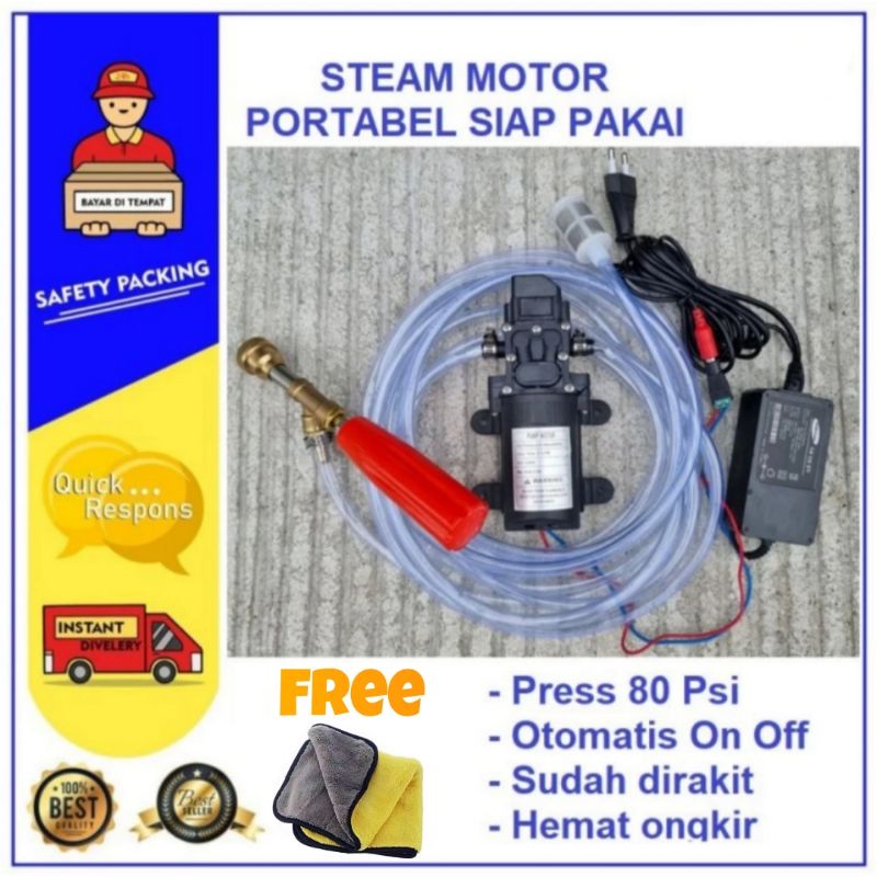 Alat Cuci Motor Mesin Stim Steam 6 BAR Jet Cleaner Pompa DC 12 Volt