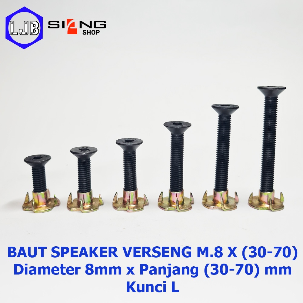 Baut Speaker Cakar JF L Verseng M8 panjang 30 sd 70 mm