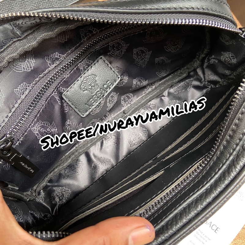 handbag pria Versace full kulit asli import pouch bag pria versace