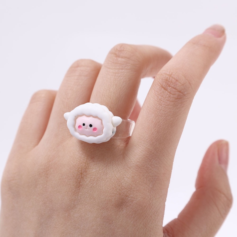 Lucu Kartun Hewan Cincin Kelinci Gajah Anak-Anak Cincin Warna-Warni Akrilik Pesta Cincin Gadis Unik Hias Cincin