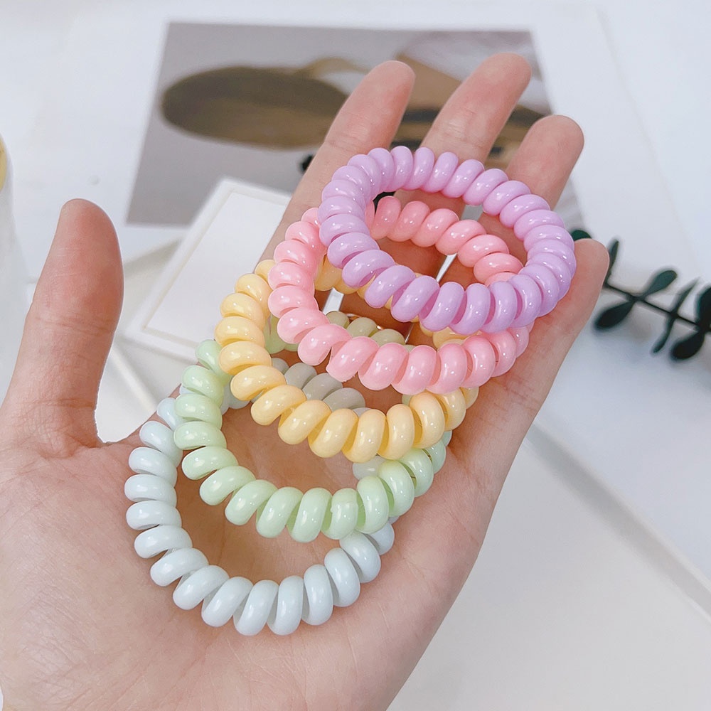 Cincin Rambut Warna Permen Karet Rambut Sederhana Wanita Korea INS Style Aksesoris Rambut Ponsel Coil Karet Elastis Ikat Rambut Wanita Perempuan Tali Rambut Hiasan Kepala Scrunchies Elegan