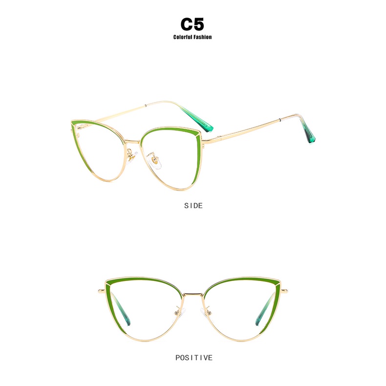 Kacamata Anti Radiasi Cat Eye Bahan Metal Fashion Untuk Wanita